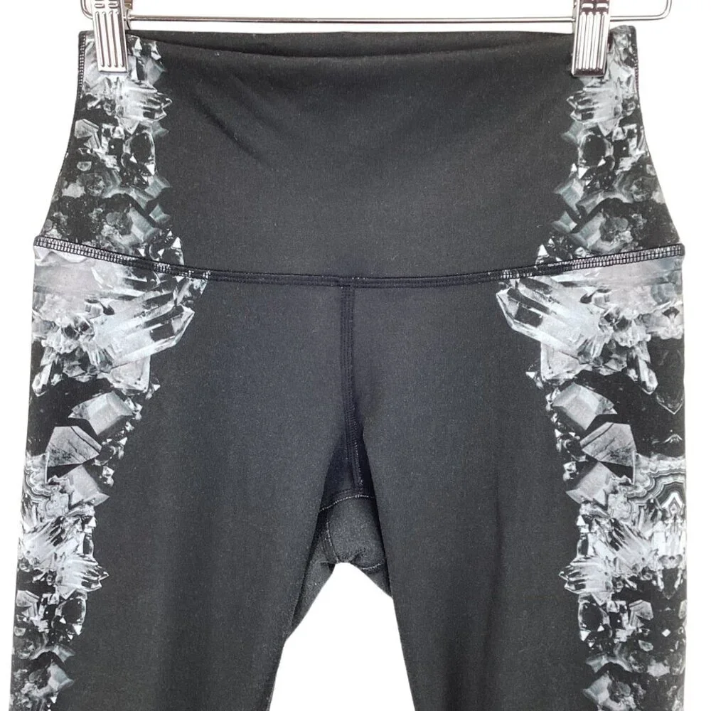Alo Women's High-Waist Black &‎ White Crystal Print Leggings Size XS Xsmall